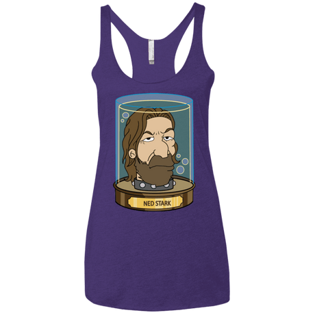 T-Shirts Purple / X-Small Ned Stark Head Women's Triblend Racerback Tank