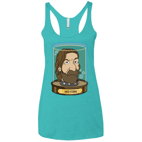 T-Shirts Tahiti Blue / X-Small Ned Stark Head Women's Triblend Racerback Tank