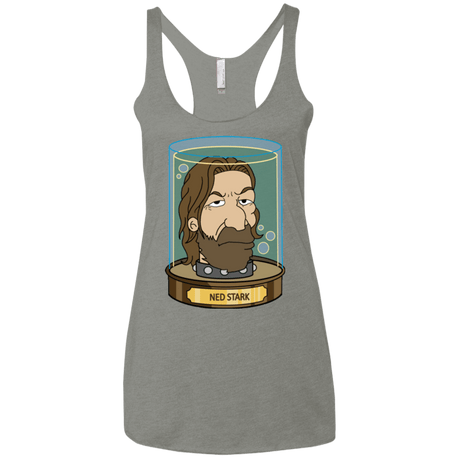 T-Shirts Venetian Grey / X-Small Ned Stark Head Women's Triblend Racerback Tank