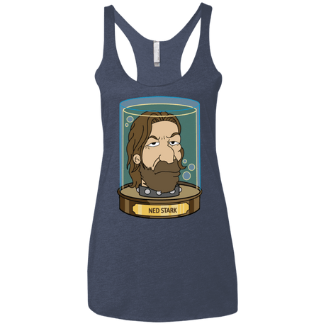 T-Shirts Vintage Navy / X-Small Ned Stark Head Women's Triblend Racerback Tank