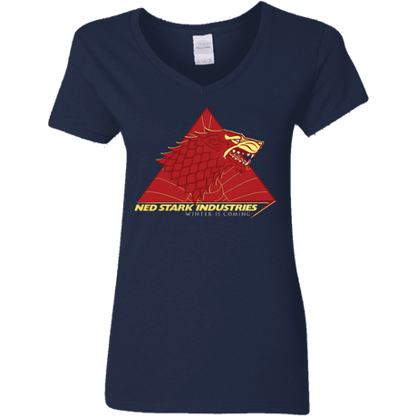 T-Shirts Navy / S Ned Stark Industries Women's V-Neck T-Shirt