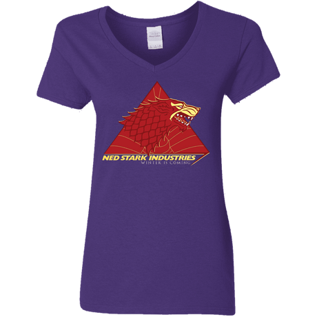 T-Shirts Purple / S Ned Stark Industries Women's V-Neck T-Shirt