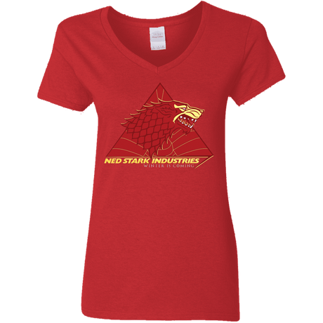 T-Shirts Red / S Ned Stark Industries Women's V-Neck T-Shirt