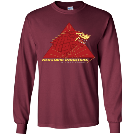 T-Shirts Maroon / YS Ned Stark Industries Youth Long Sleeve T-Shirt