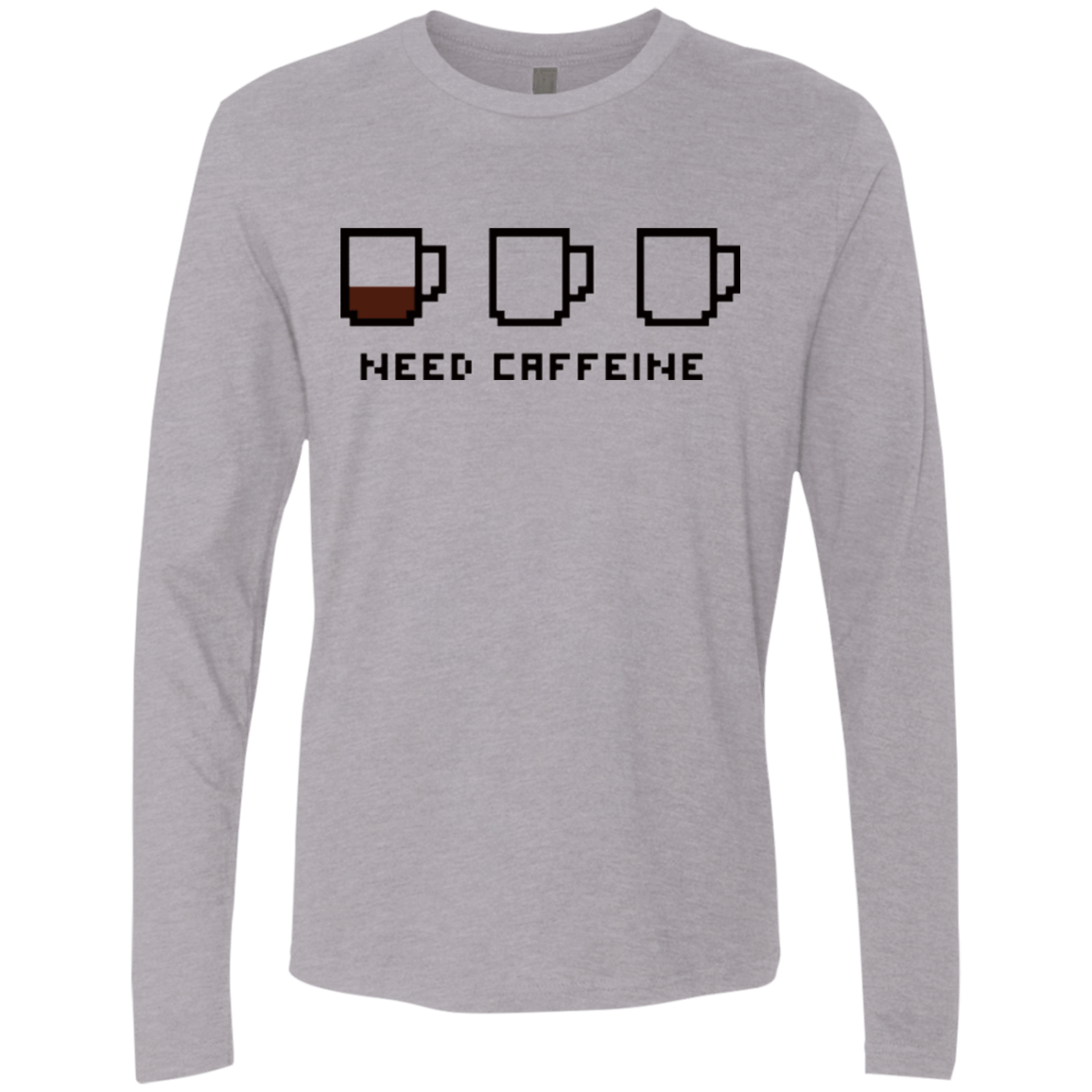 T-Shirts Heather Grey / Small Need Caffeine Men's Premium Long Sleeve