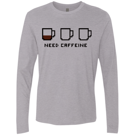 T-Shirts Heather Grey / Small Need Caffeine Men's Premium Long Sleeve