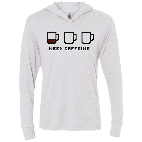T-Shirts Heather White / X-Small Need Caffeine Triblend Long Sleeve Hoodie Tee