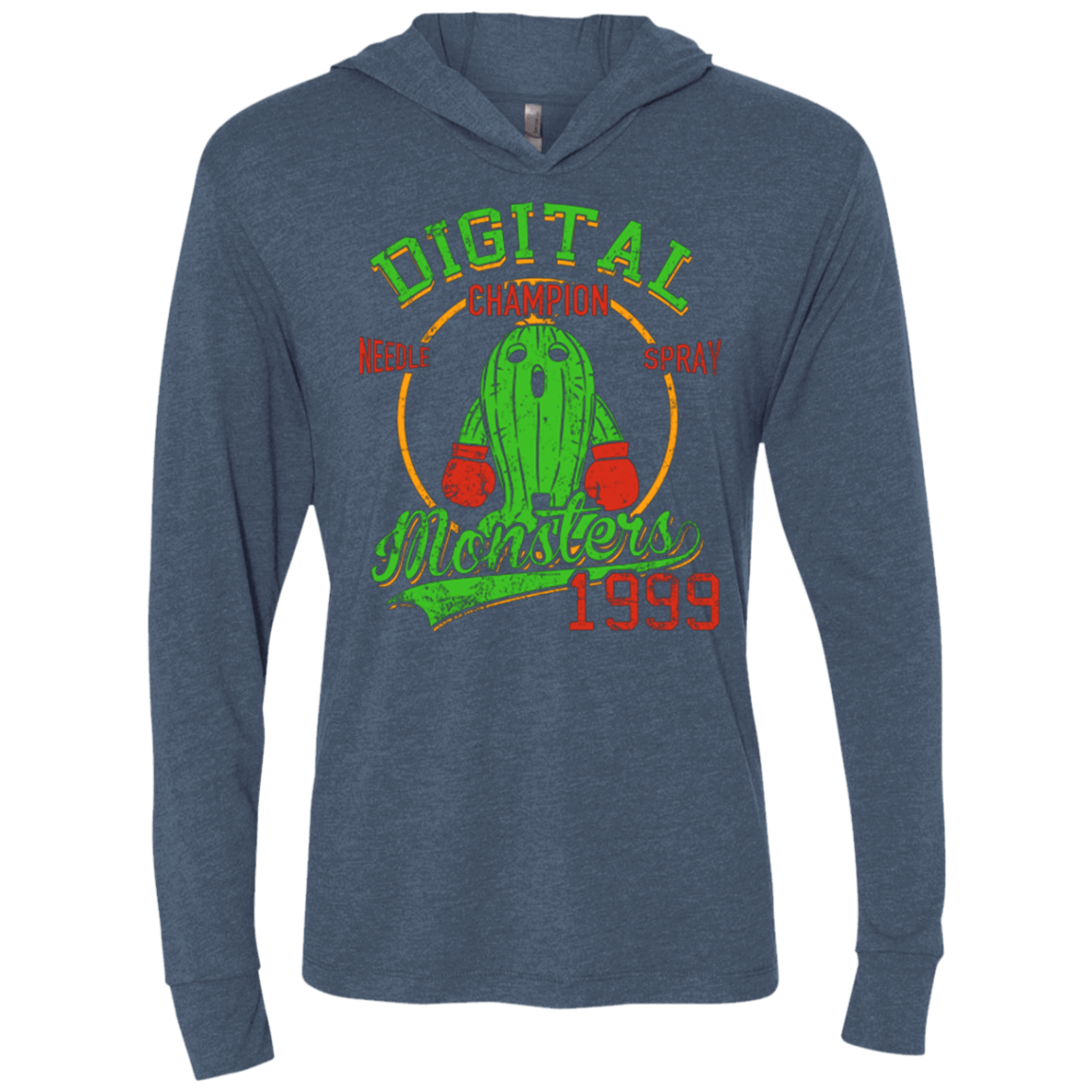 T-Shirts Indigo / X-Small Needle Spray Triblend Long Sleeve Hoodie Tee