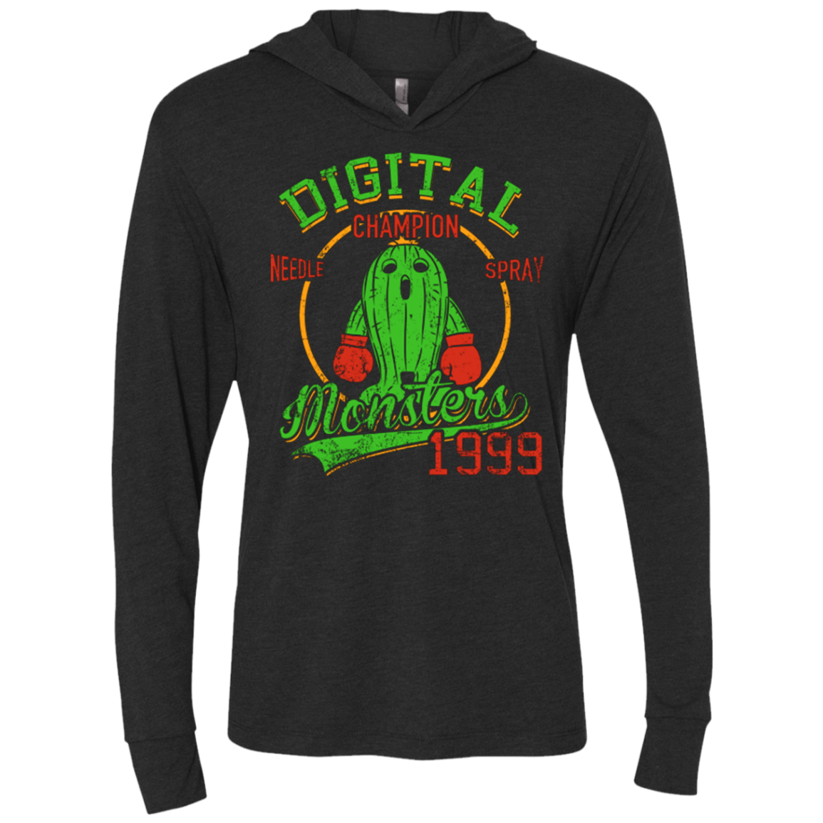 T-Shirts Vintage Black / X-Small Needle Spray Triblend Long Sleeve Hoodie Tee