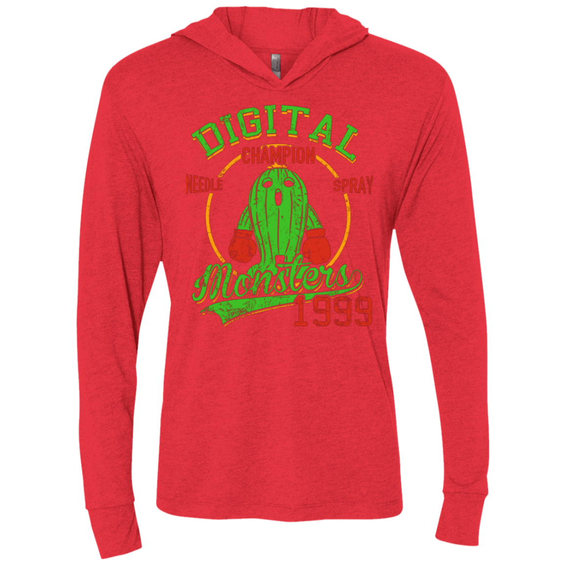 T-Shirts Vintage Red / X-Small Needle Spray Triblend Long Sleeve Hoodie Tee