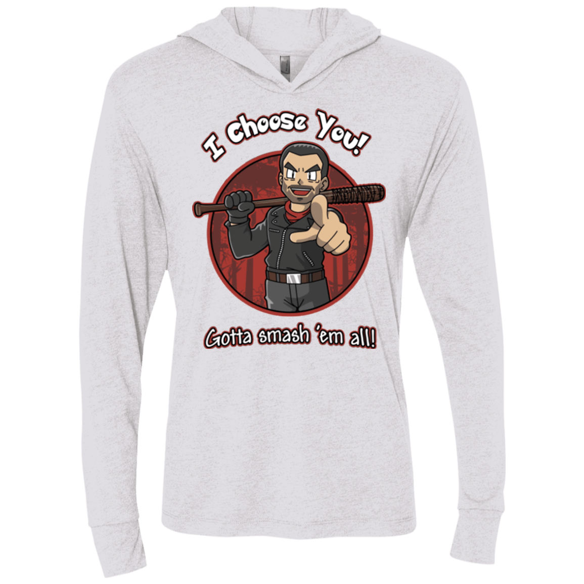T-Shirts Heather White / X-Small Negan Chooses You Triblend Long Sleeve Hoodie Tee