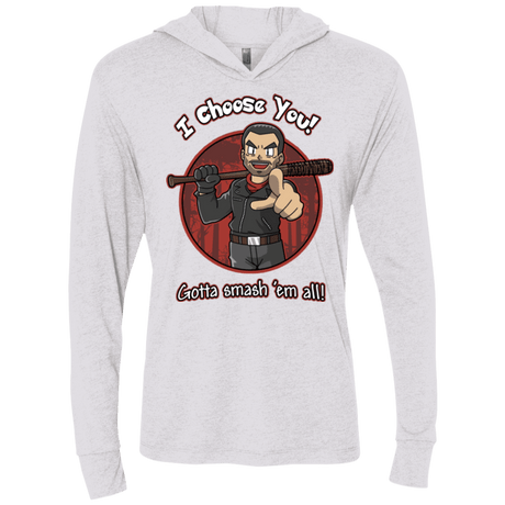 T-Shirts Heather White / X-Small Negan Chooses You Triblend Long Sleeve Hoodie Tee