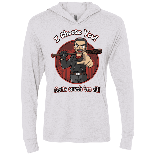 T-Shirts Heather White / X-Small Negan Chooses You Triblend Long Sleeve Hoodie Tee