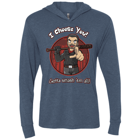 T-Shirts Indigo / X-Small Negan Chooses You Triblend Long Sleeve Hoodie Tee