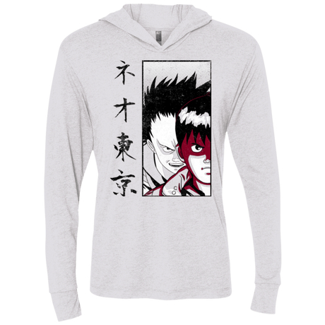T-Shirts Heather White / X-Small Neo Tokyo Triblend Long Sleeve Hoodie Tee