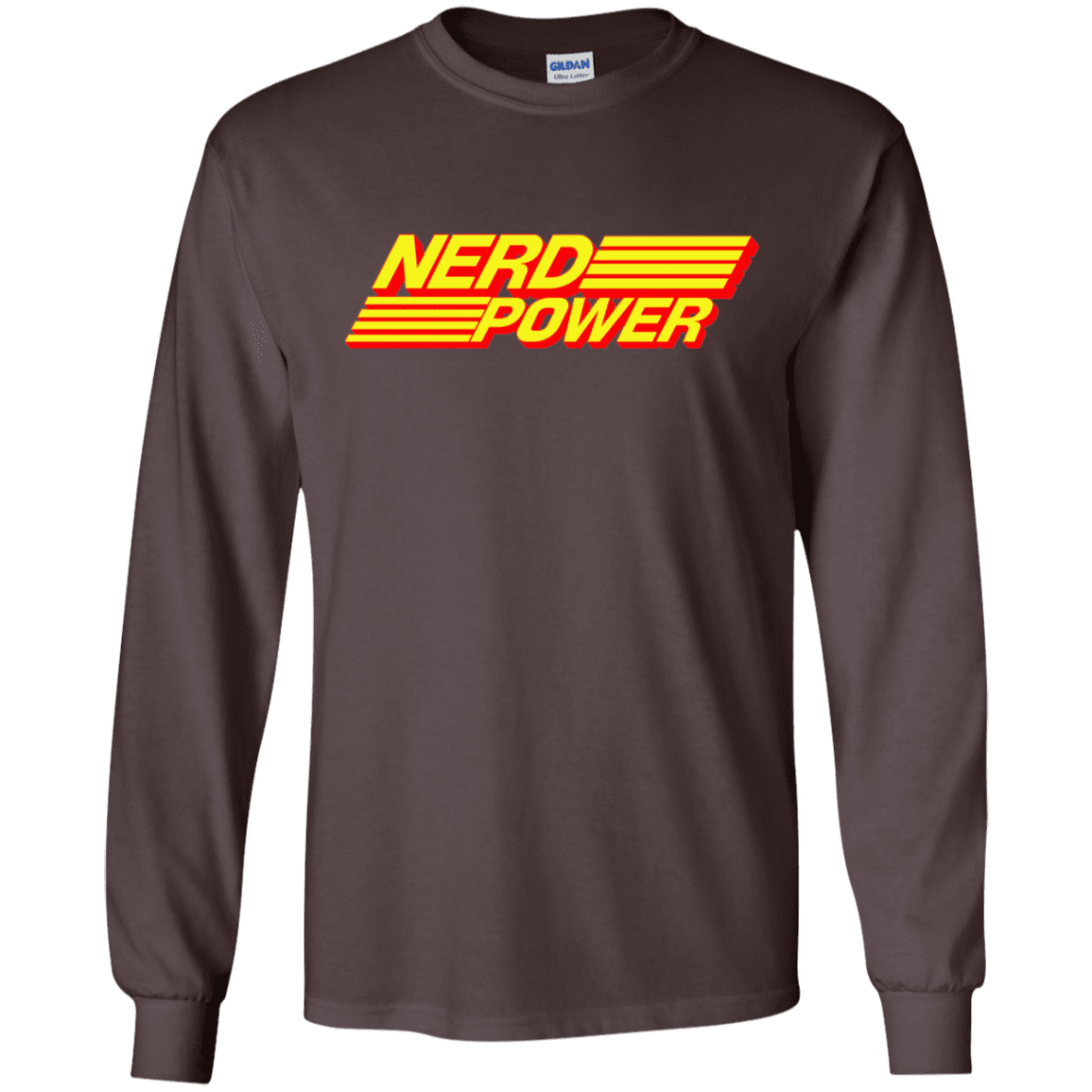 T-Shirts Dark Chocolate / S Nerd Power Men's Long Sleeve T-Shirt