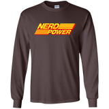 T-Shirts Dark Chocolate / S Nerd Power Men's Long Sleeve T-Shirt