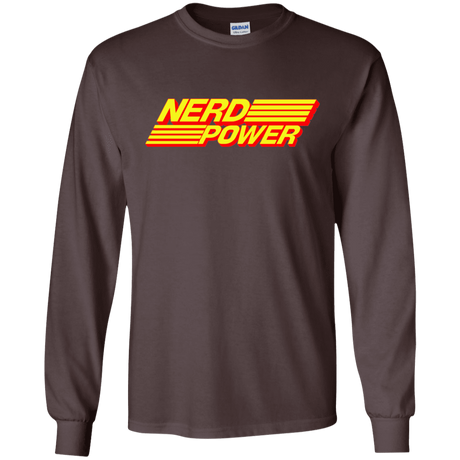 T-Shirts Dark Chocolate / S Nerd Power Men's Long Sleeve T-Shirt