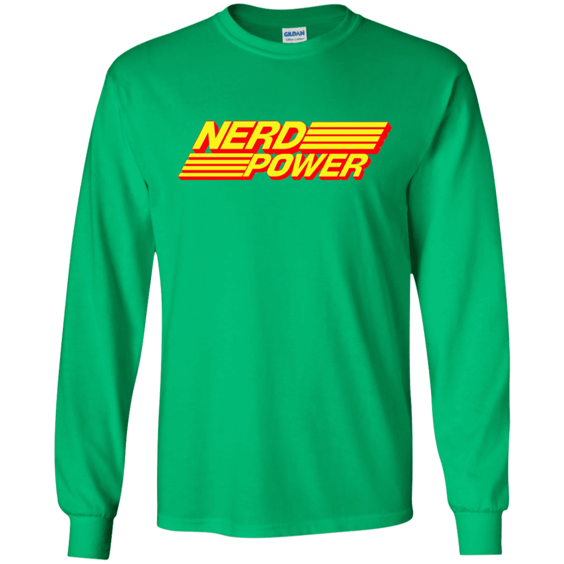 T-Shirts Irish Green / S Nerd Power Men's Long Sleeve T-Shirt