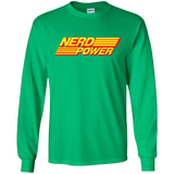 T-Shirts Irish Green / S Nerd Power Men's Long Sleeve T-Shirt