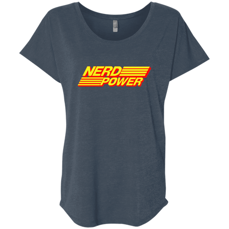 T-Shirts Indigo / X-Small Nerd Power Triblend Dolman Sleeve