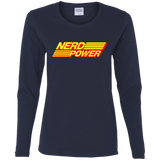 T-Shirts Navy / S Nerd Power Women's Long Sleeve T-Shirt