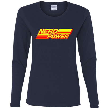 T-Shirts Navy / S Nerd Power Women's Long Sleeve T-Shirt