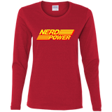 T-Shirts Red / S Nerd Power Women's Long Sleeve T-Shirt