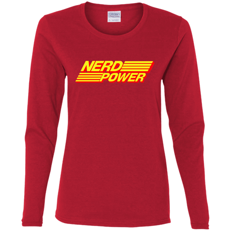 T-Shirts Red / S Nerd Power Women's Long Sleeve T-Shirt