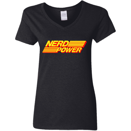 T-Shirts Black / S Nerd Power Women's V-Neck T-Shirt