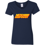 T-Shirts Navy / S Nerd Power Women's V-Neck T-Shirt