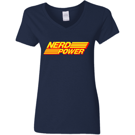 T-Shirts Navy / S Nerd Power Women's V-Neck T-Shirt