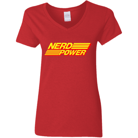 T-Shirts Red / S Nerd Power Women's V-Neck T-Shirt