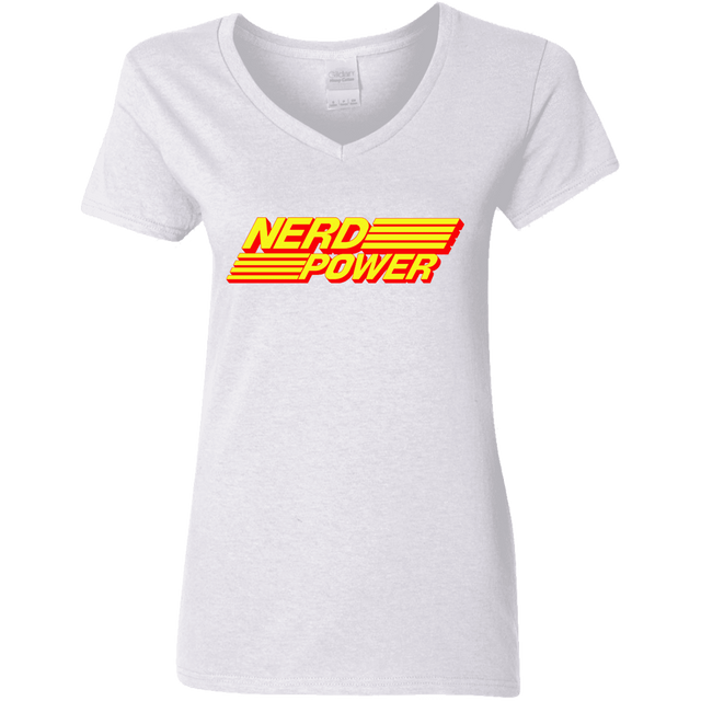 T-Shirts White / S Nerd Power Women's V-Neck T-Shirt