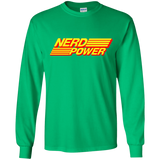 T-Shirts Irish Green / YS Nerd Power Youth Long Sleeve T-Shirt