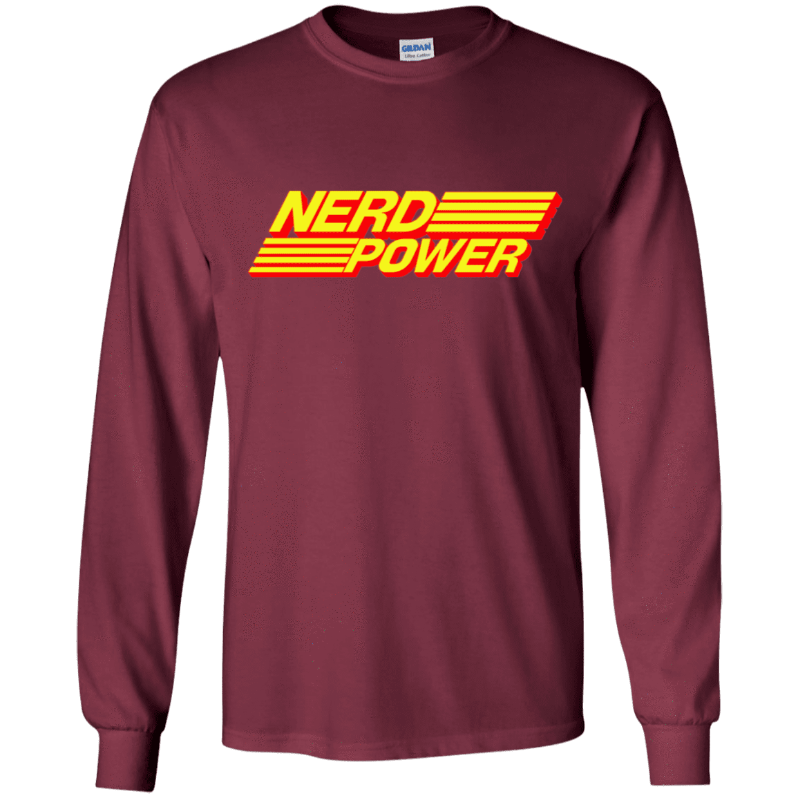 T-Shirts Maroon / YS Nerd Power Youth Long Sleeve T-Shirt