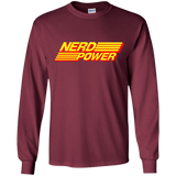 T-Shirts Maroon / YS Nerd Power Youth Long Sleeve T-Shirt