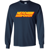 T-Shirts Navy / YS Nerd Power Youth Long Sleeve T-Shirt