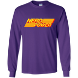 T-Shirts Purple / YS Nerd Power Youth Long Sleeve T-Shirt