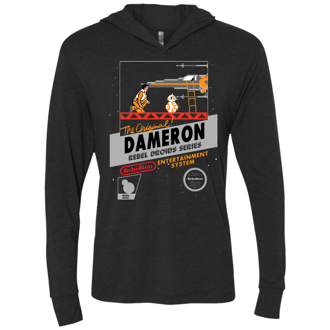T-Shirts Vintage Black / X-Small NES 8Bit Dameron Triblend Long Sleeve Hoodie Tee
