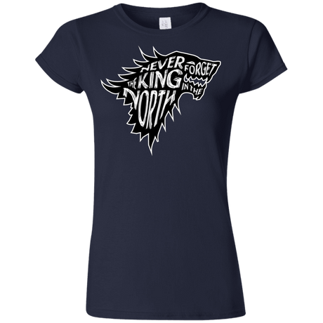 T-Shirts Navy / S Never Forget The King In The North Junior Slimmer-Fit T-Shirt