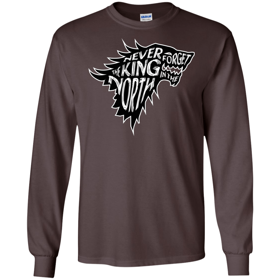 T-Shirts Dark Chocolate / S Never Forget The King In The North Men's Long Sleeve T-Shirt