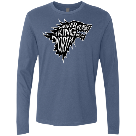 T-Shirts Indigo / S Never Forget The King In The North Men's Premium Long Sleeve