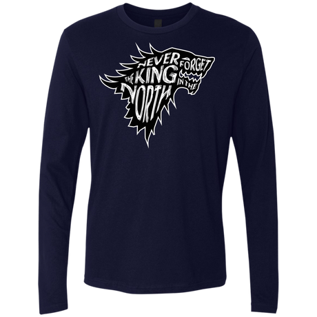 T-Shirts Midnight Navy / S Never Forget The King In The North Men's Premium Long Sleeve