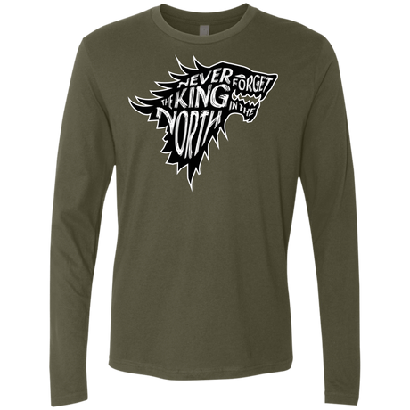 T-Shirts Military Green / S Never Forget The King In The North Men's Premium Long Sleeve