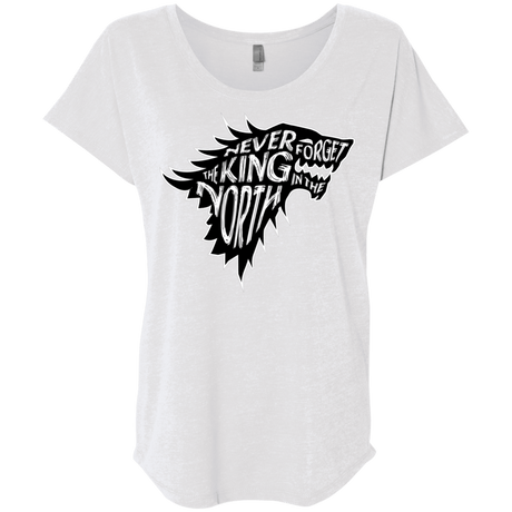 T-Shirts Heather White / X-Small Never Forget The King In The North Triblend Dolman Sleeve