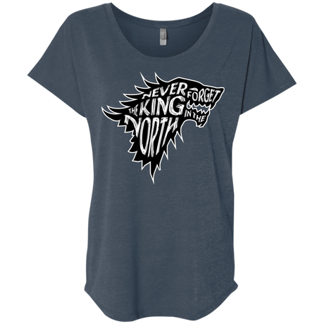 T-Shirts Indigo / X-Small Never Forget The King In The North Triblend Dolman Sleeve