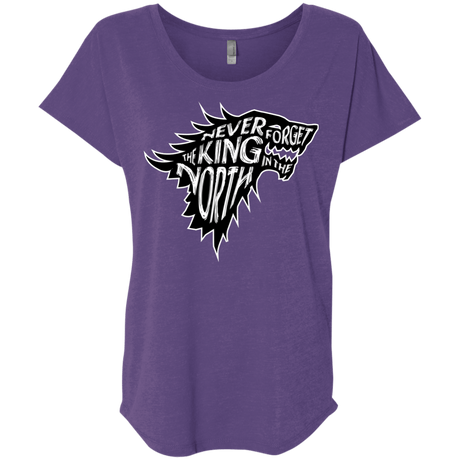 T-Shirts Purple Rush / X-Small Never Forget The King In The North Triblend Dolman Sleeve