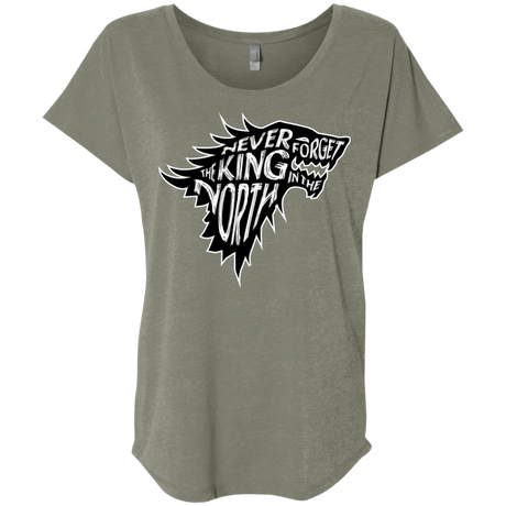 T-Shirts Venetian Grey / X-Small Never Forget The King In The North Triblend Dolman Sleeve