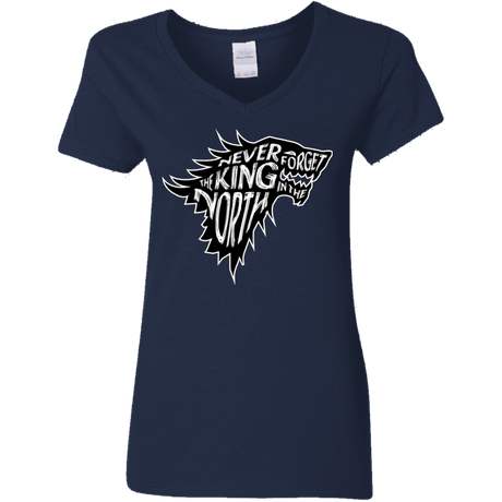 T-Shirts Navy / S Never Forget The King In The North Women's V-Neck T-Shirt